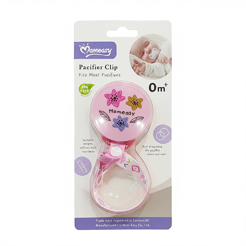 Momeasy Soother Teether Ribbon Clip - Pink