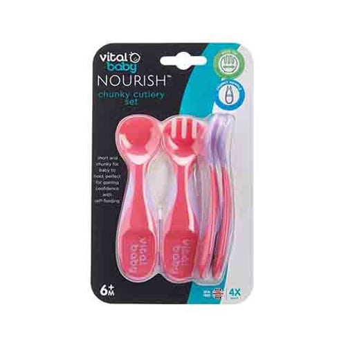 Vital Baby Nourish Chunky Cutlery Set 6m+ - Pink