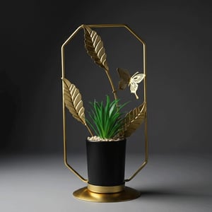 Golden Leaf And Butterfly Succulent Plant Frame Pot