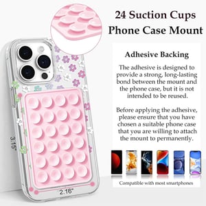Adhesive Silicone Suction Phone Holder - Baby Pink