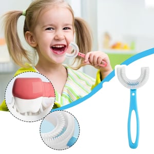 U-Shaped Silicone Toothbrush For Children - Blue