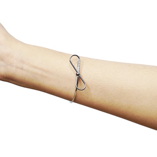 Simple Copper Micro Inlaid Bracelet - Silver (F1)