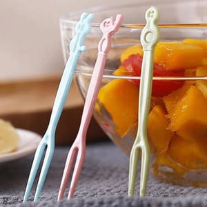 6pcs Disposable Plastic Fruit Forks - Sky Blue