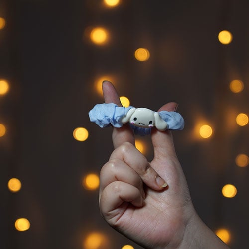 Girls Net Scrunchie Elastic Hair Band - Baby Blue Cinnamoroll