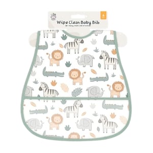123 Baby Wipe Clean Baby Bibs - Animal 6m+