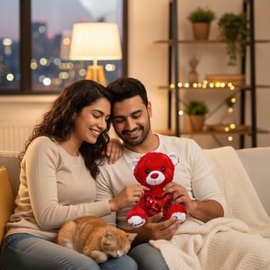 Red Teddy Bear With Heart - Sequin Heart