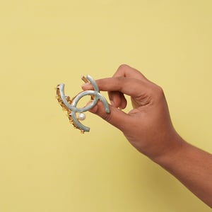 Chanel Style Metal Hair Clip - Silver