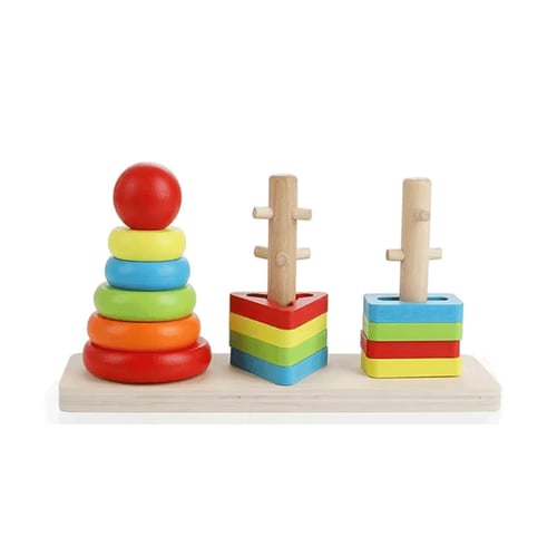 Rainbow 3 Column Tower Wooden Toys