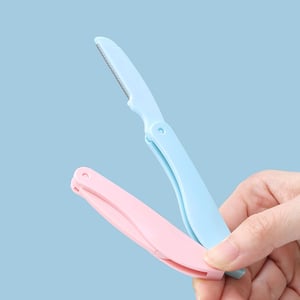 LMLTOP Folding Eyebrow Knife With Extra 2 Blades - Baby Blue