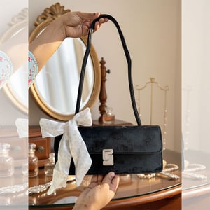 Velvet Finishing Stylish Bag For Women - Black