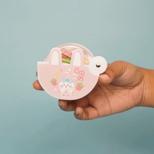 Folding Round Handheld Fan - Pink Rabbit