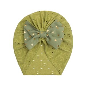 Baby Turban Cap Bow Shape - Olive