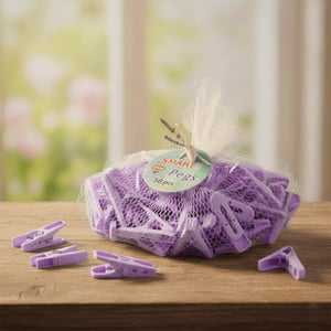 Plastic Clothes Pegs 50pcs - Purple
