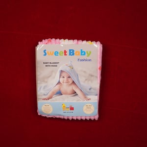 Baby Super Soft 100% Cotton Blanket With Hood - Pink