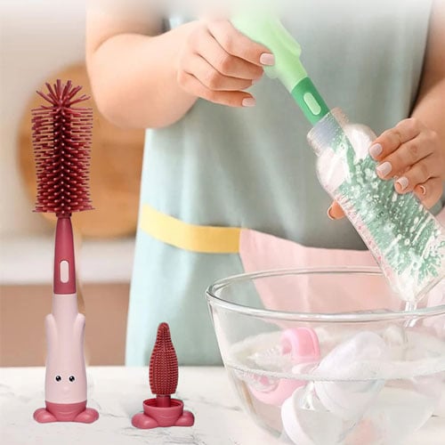 3 In 1 Bottle Cleaner Portable Brush - Faded Red