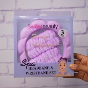 Sweet Beauty Spa Headband & Wristband Set - Purple