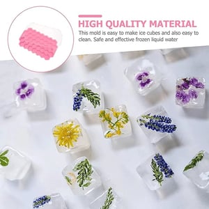 Honeycomb Pattern Ice Cube Trays With Cover - Pink