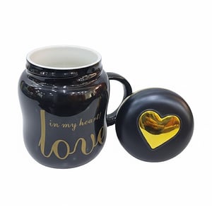 Ceramic Mug With Lid - Black