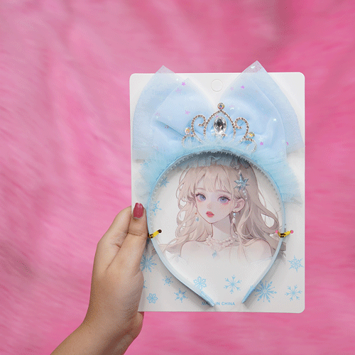 Stoned Crown Headband For Baby Girls - Sky Blue