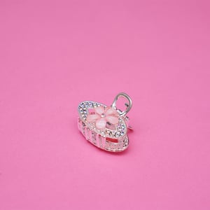 Oval Shape Rhinestone Hair Clip - Peach Pink