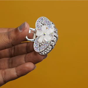 Heart Shape Rhinestone Hair Clip -White