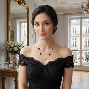 Alhambra Design Necklace - Black
