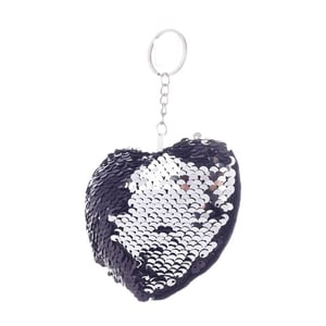 Sequin Soft Heart Key Ring - Black