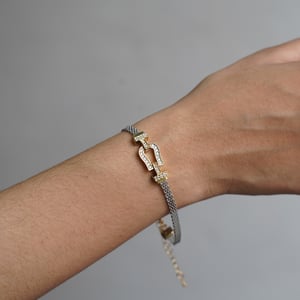 Simple Micro Paved Zircon Thin Bracelet - Silver Gold (O1)