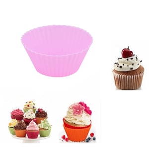 Wave Shape Cup-Cake Baking Silicon Cup - Pink