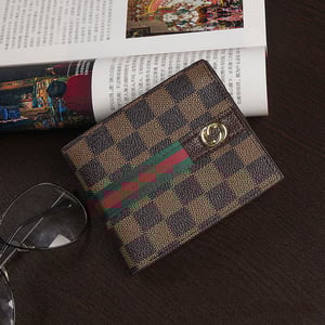 Check Printed Men’s Wallet - Chocolate