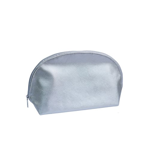 Oval Shape Silver Cosmetics Pouch