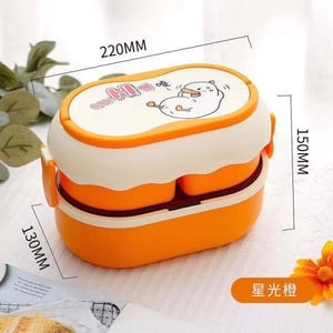 Say Hi Double-Layer Lunch Box With Handle - Orange