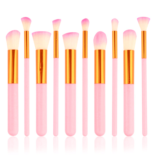 Premium Makeup Kabuki Brush Set 10pcs - Pink