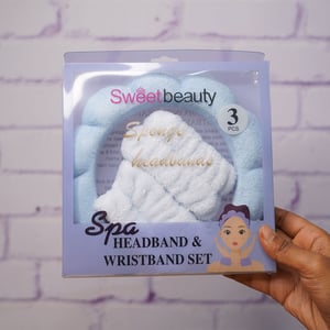 Sweet Beauty Spa Headband & Wristband Set - Baby Blue