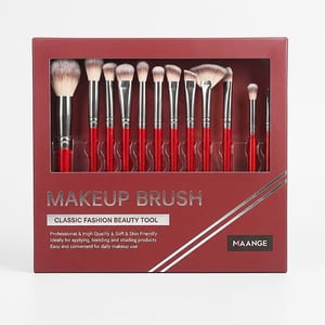 Maange 12pcs Makeup Brush Set Box - Red