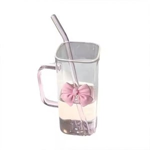 Square Shape Pookie Mug With Straw & Lid - Pink