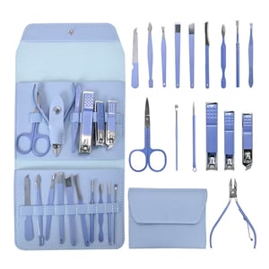 16pcs Manicure Set Pouch - Glaucus Blue