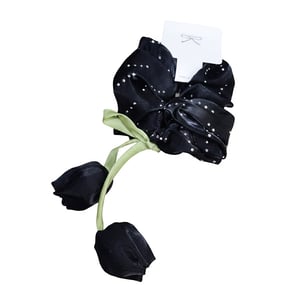 Scrunchies Tulip Flower Hair Band - Black