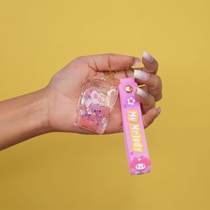 Transparent Car With Liquid Of Joy Keyring - Pink Melody