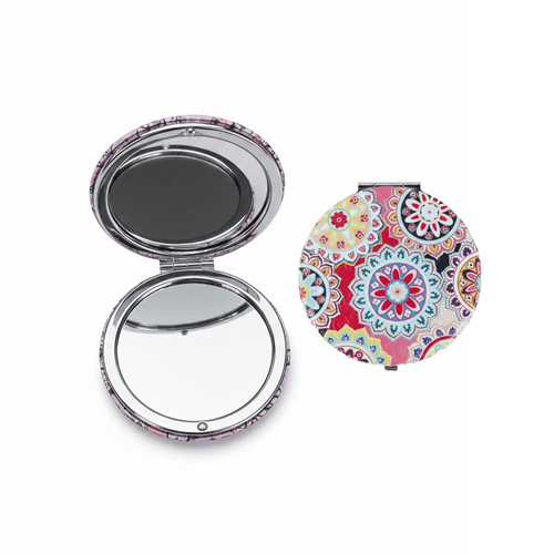 Foldable Round Duo Mirror - Red