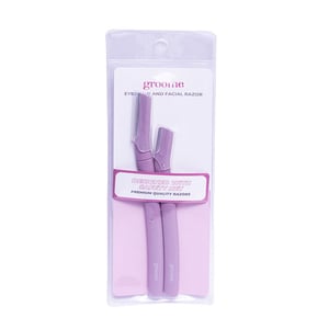 Groome Eyebrow And Facial Razor 2pcs - Pale Magenta