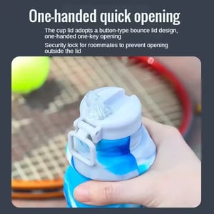 Grenade Shaped Foldable Silicone Bottle - Blue