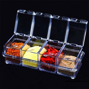 Multi-Compartment Crystal Seasoning Storage Box