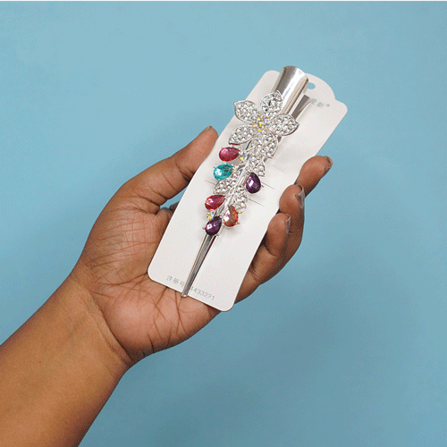 Flower Shape Rhinestone Hair Clip - Multicolour