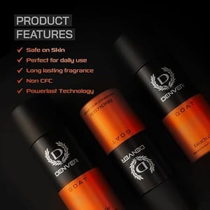Denver Black Code Deodorant Body Spray 150ml - Goat •