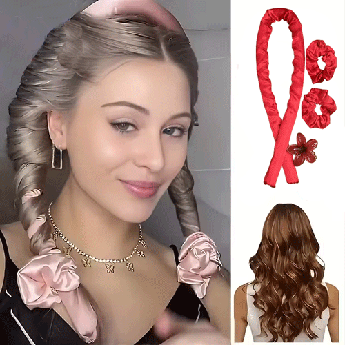 Heatless Hair Curler Accessories Set - Red