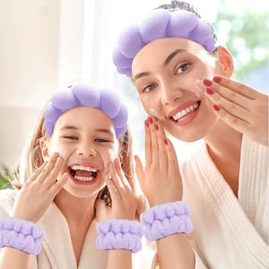 Sweet Beauty Spa Headband & Wristband Set - Purple