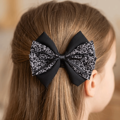 3 Layer Bow Hair Clip - Black
