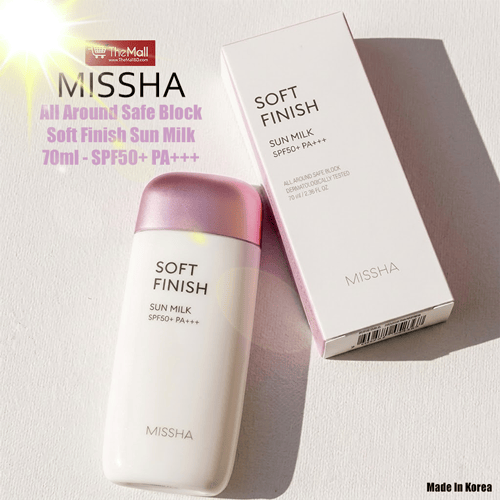 Missha All Around Safe Block Soft Finish Sun Milk 70ml - SPF50+ PA+++ •