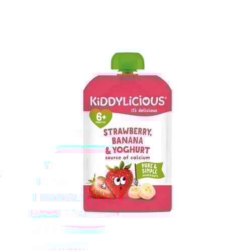 Kiddylicious Strawberry, Banana & Yoghurt source of calcium (6+ Months) 100g•